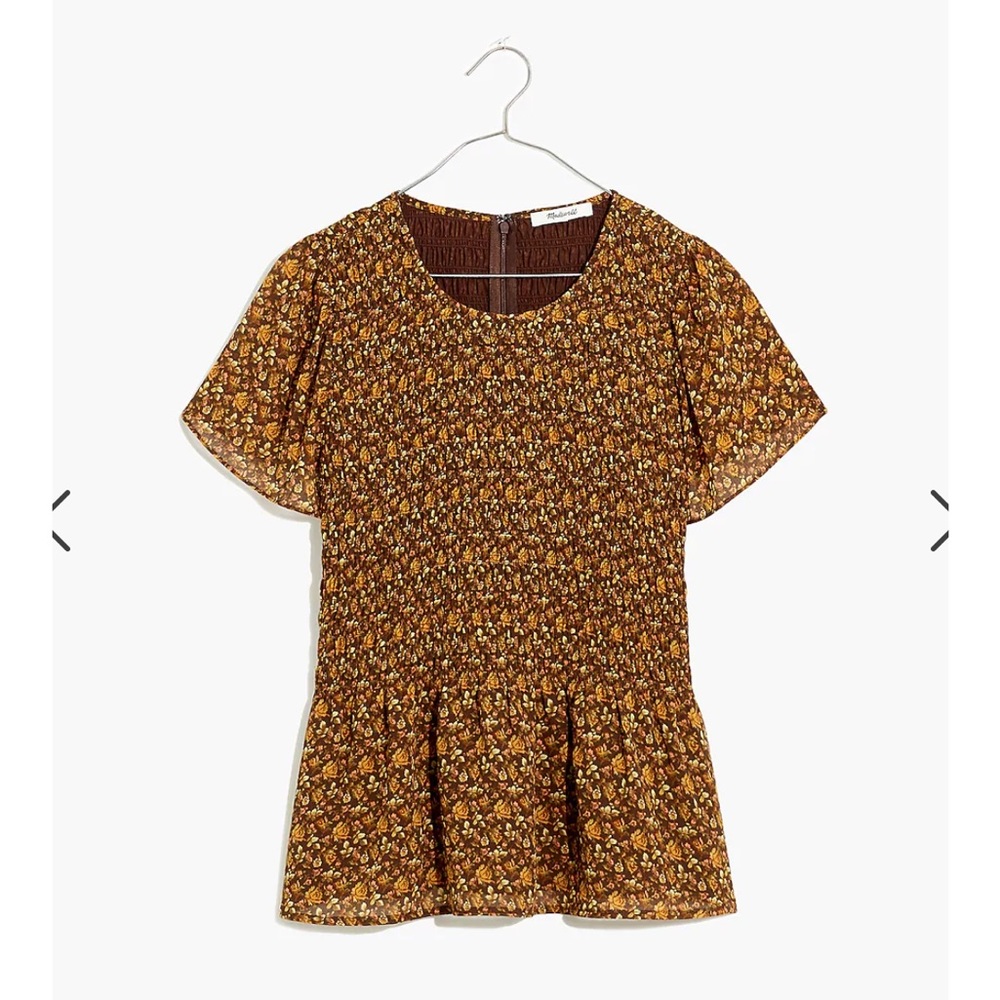 Madewell Resourced Georgette Lucie Flutter Sleeve Top - Picture 2 of 9